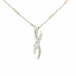 10kt White Gold Twisted Line Diamond Charm Necklace