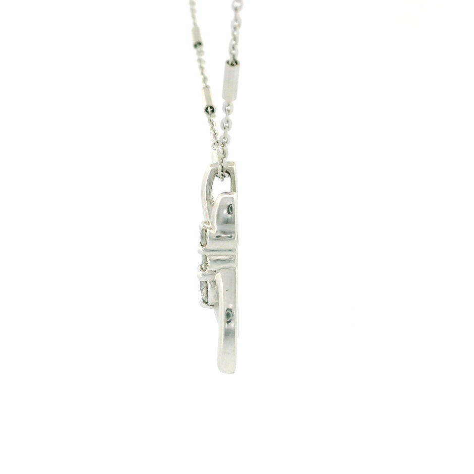 10kt White Gold Twisted Line Diamond Charm Necklace