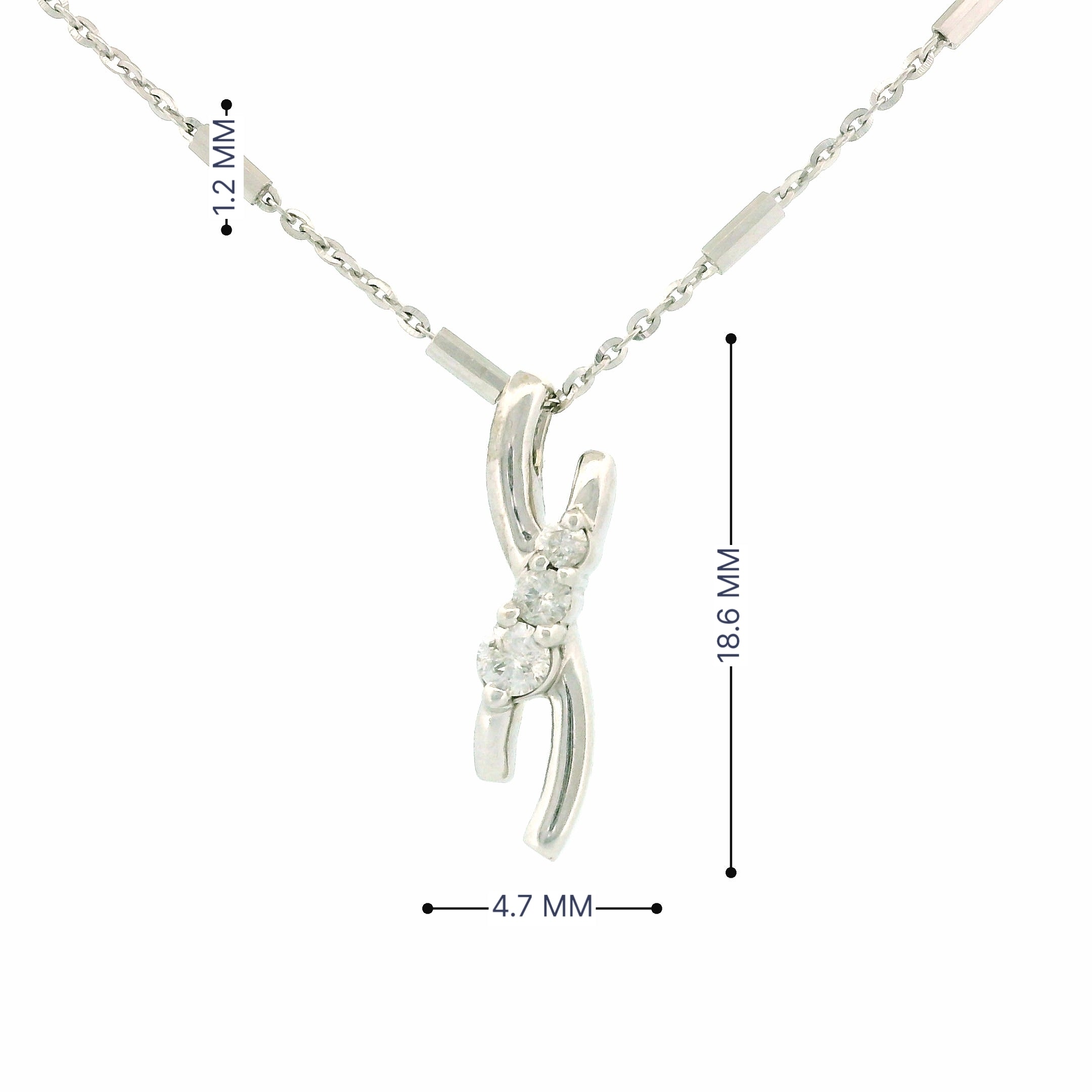 10kt White Gold Twisted Line Diamond Charm Necklace