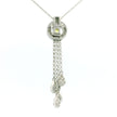 14k White Gold Round Frame Charm Necklace with Yellow Diamond Center, Teardrop Accents