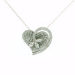 14k White Gold Heart and Flower Diamond Charm Necklace