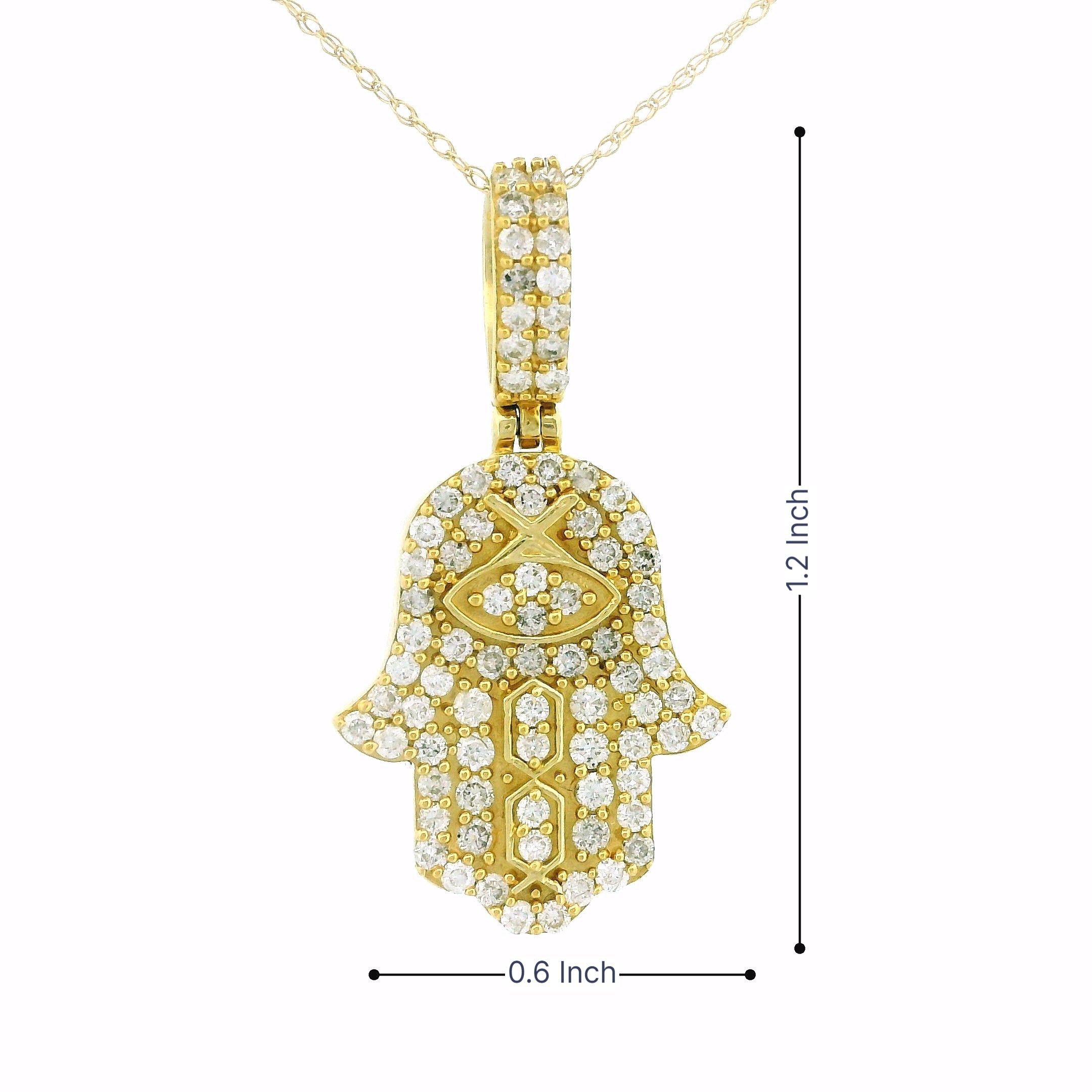 14k Yellow Gold Hamsa Hand Pendant