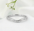 14K White Gold Curved Band Ring with 9 Diamonds