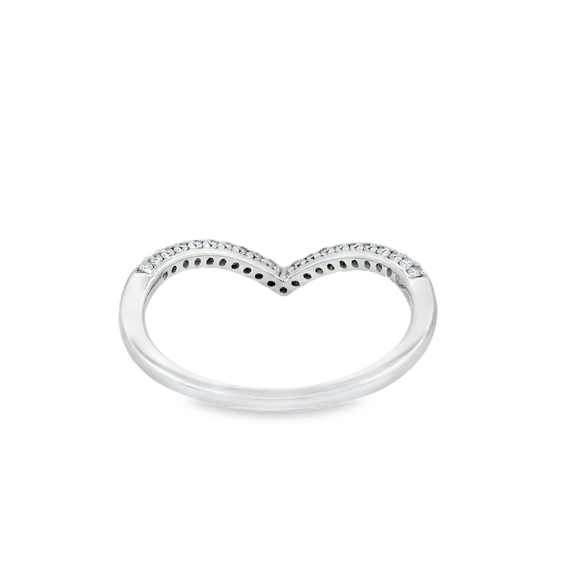 14k Yellow Gold with .14Ctw Round Natural White Diamond Pavé Diamond Chevron Ring