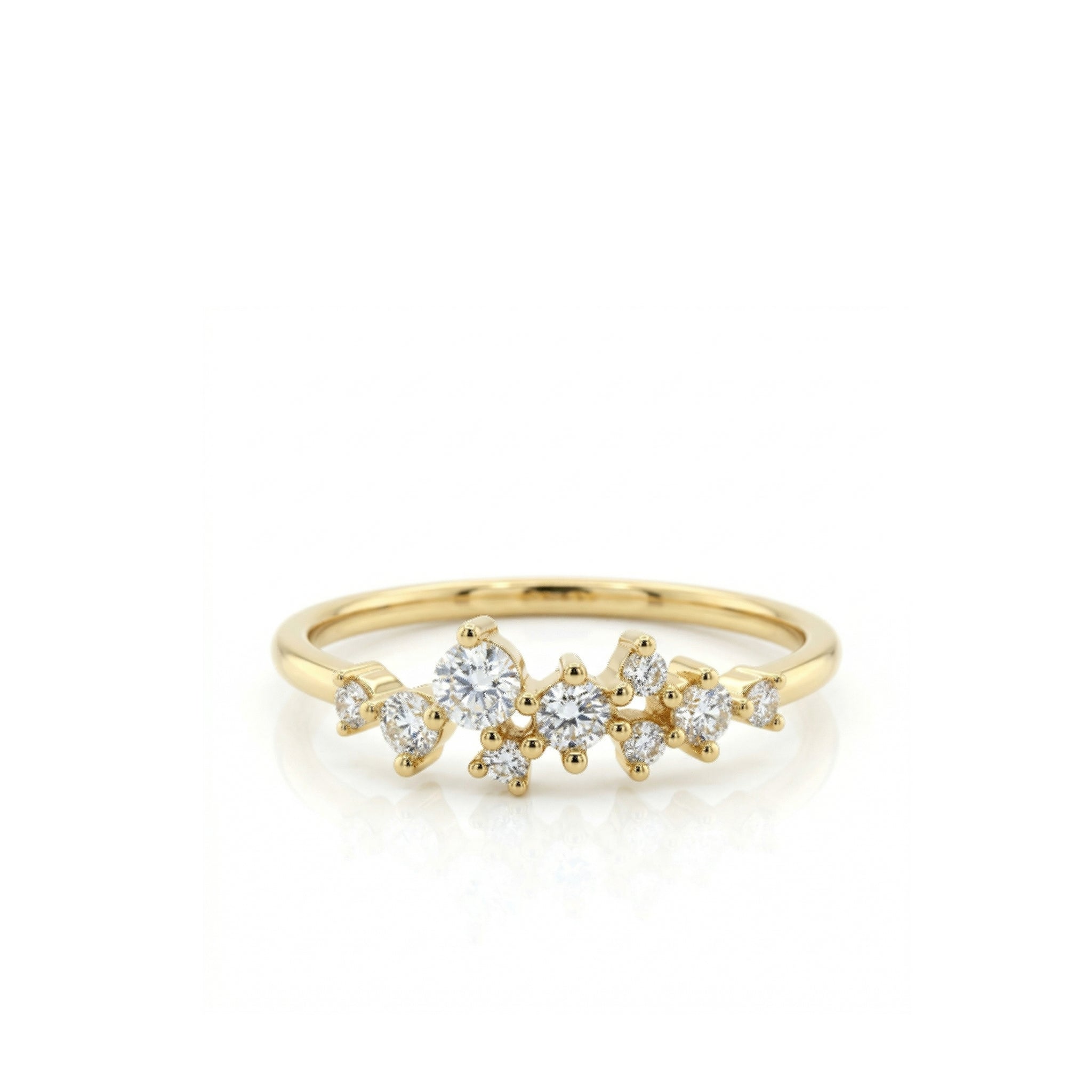 14k Gold with .20Ctw Round Natural White Diamond Constellation Cluster Ring