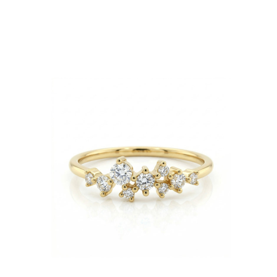 14k Gold with .20Ctw Round Natural White Diamond Constellation Cluster Ring