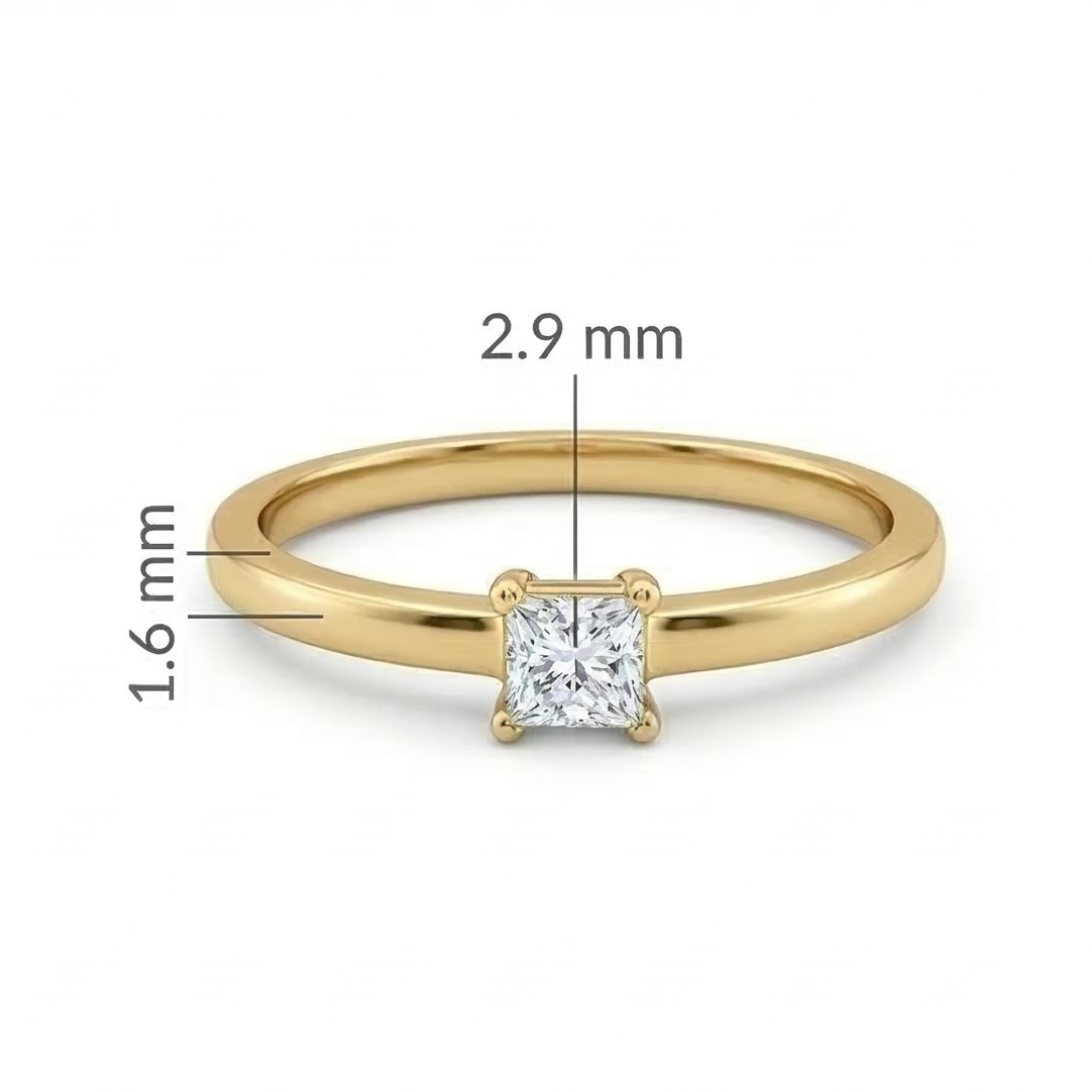 10K Yellow Gold Princess Cut Diamond Solitaire Ring