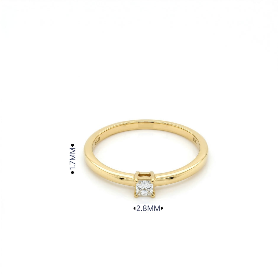 10K Yellow Gold Princess Cut Diamond Solitaire Ring
