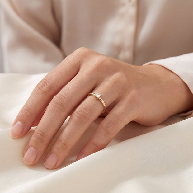 10K Yellow Gold Princess Cut Diamond Solitaire Ring