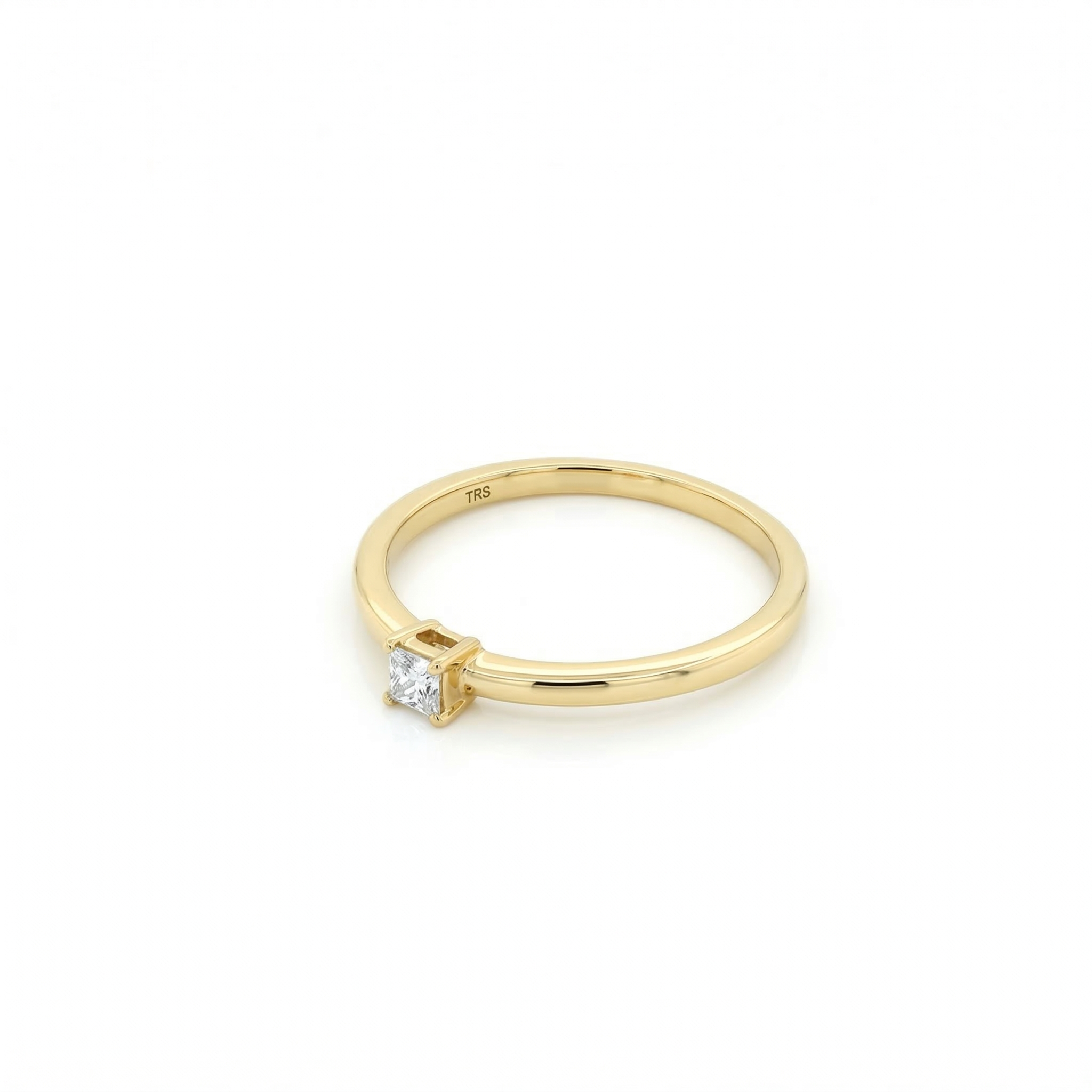 10K Yellow Gold Princess Cut Diamond Solitaire Ring
