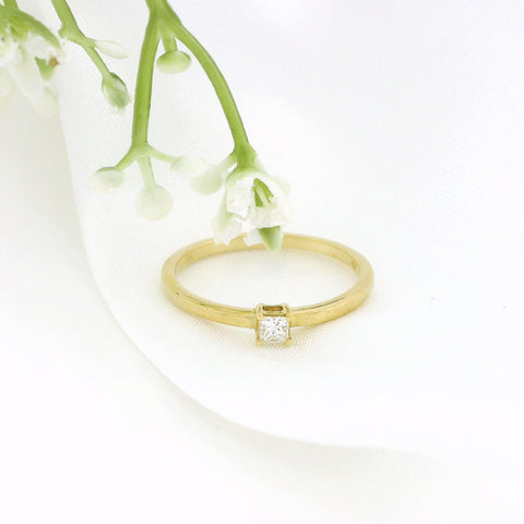 10K Yellow Gold Princess Cut Diamond Solitaire Ring