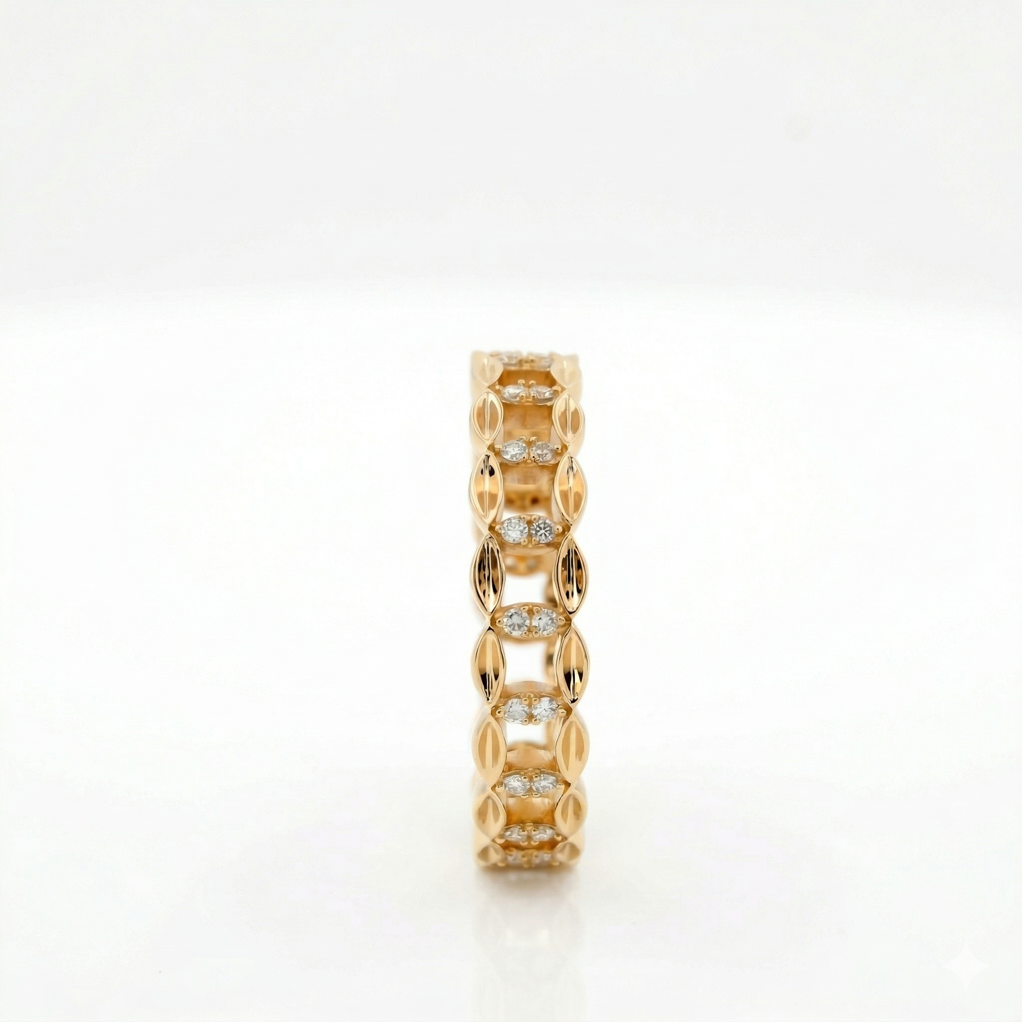 14k Gold Diamond Linked Band Ring