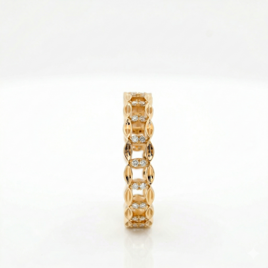 14k Gold Diamond Linked Band Ring