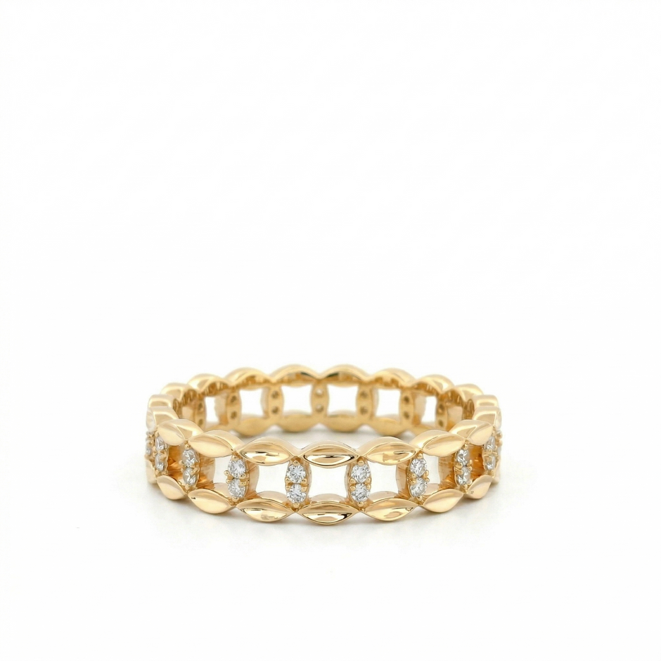 14k Gold Diamond Linked Band Ring