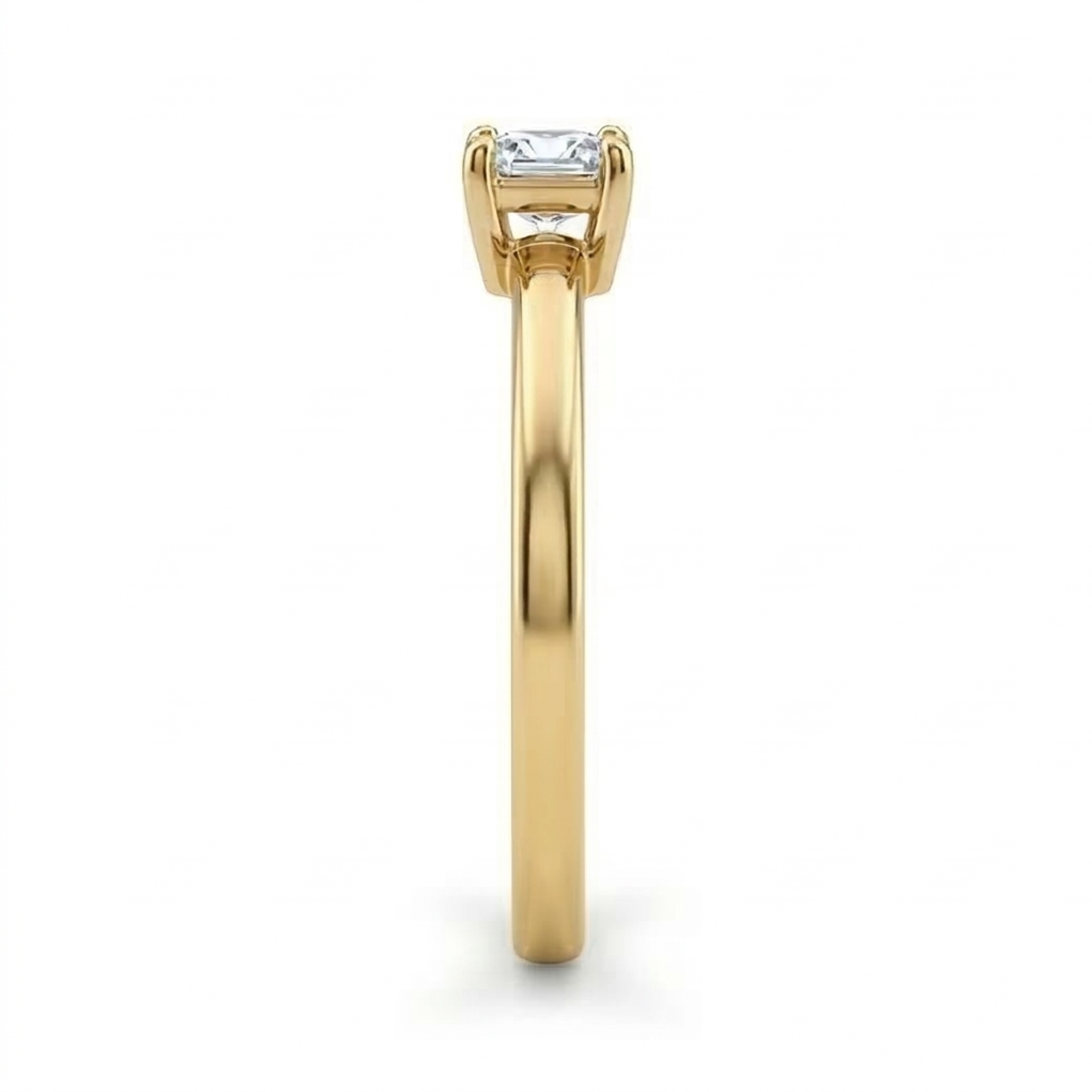 10K Yellow Gold Princess Cut Diamond Solitaire Ring