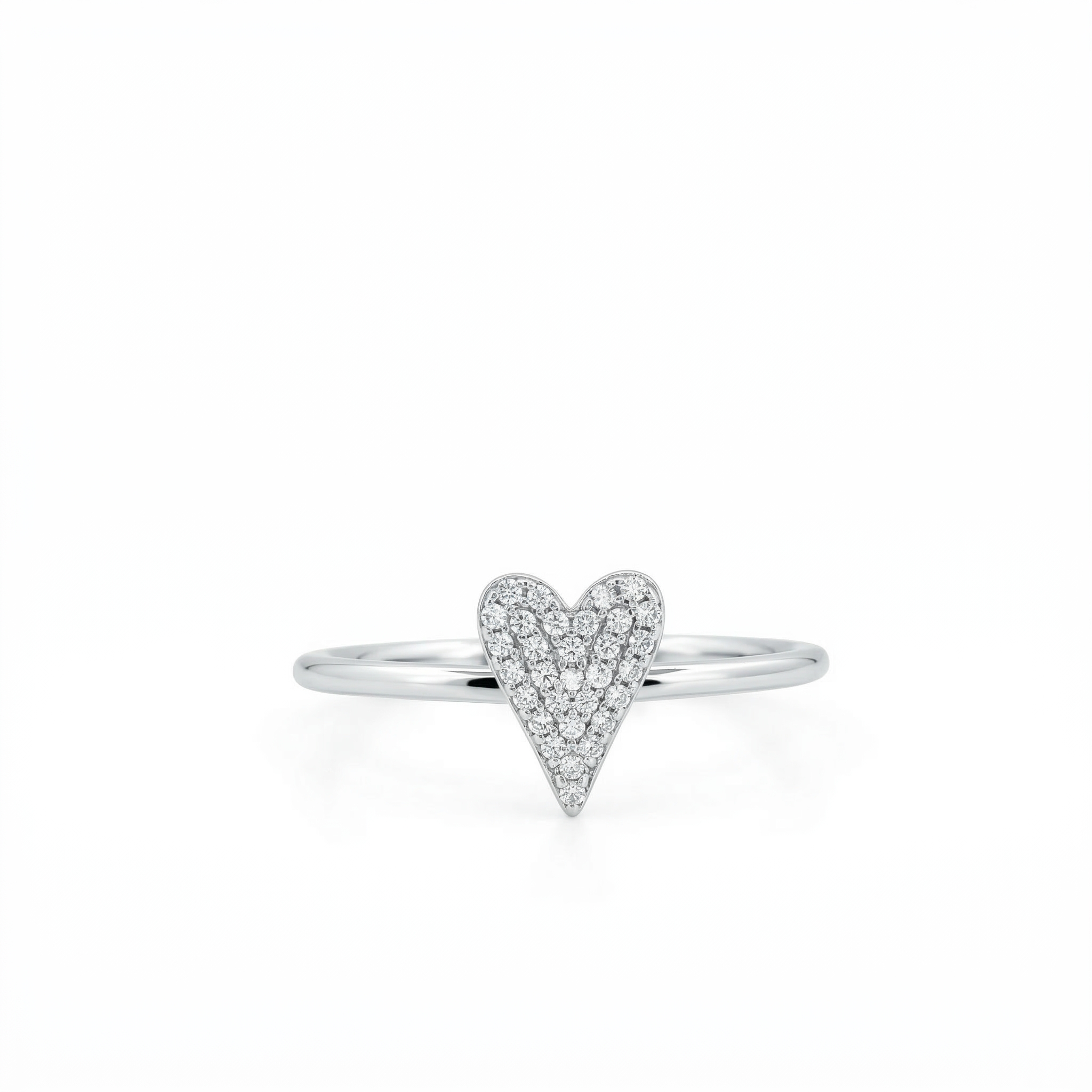14k Gold Diamond Pave Heart Ring