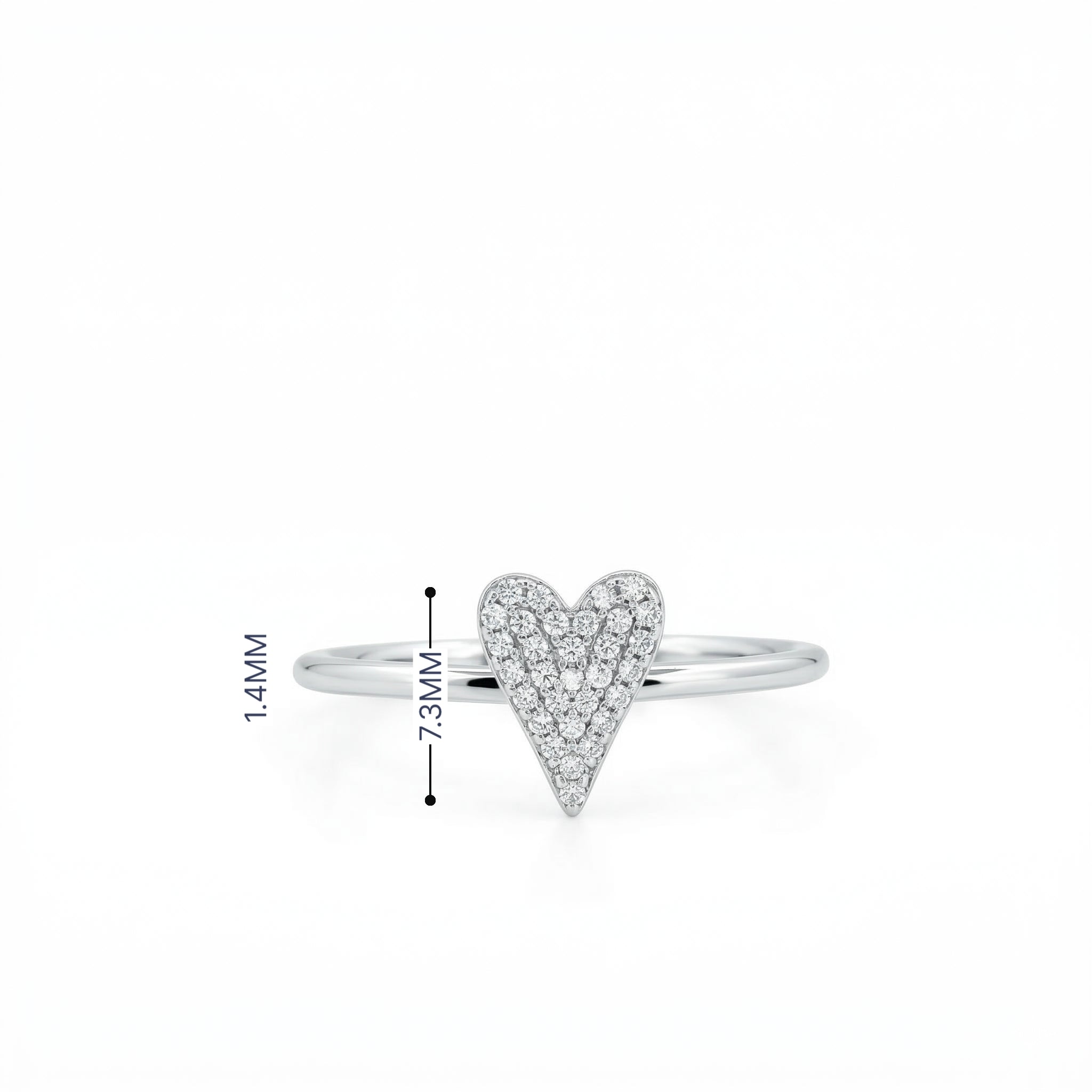14k Gold Diamond Pave Heart Ring