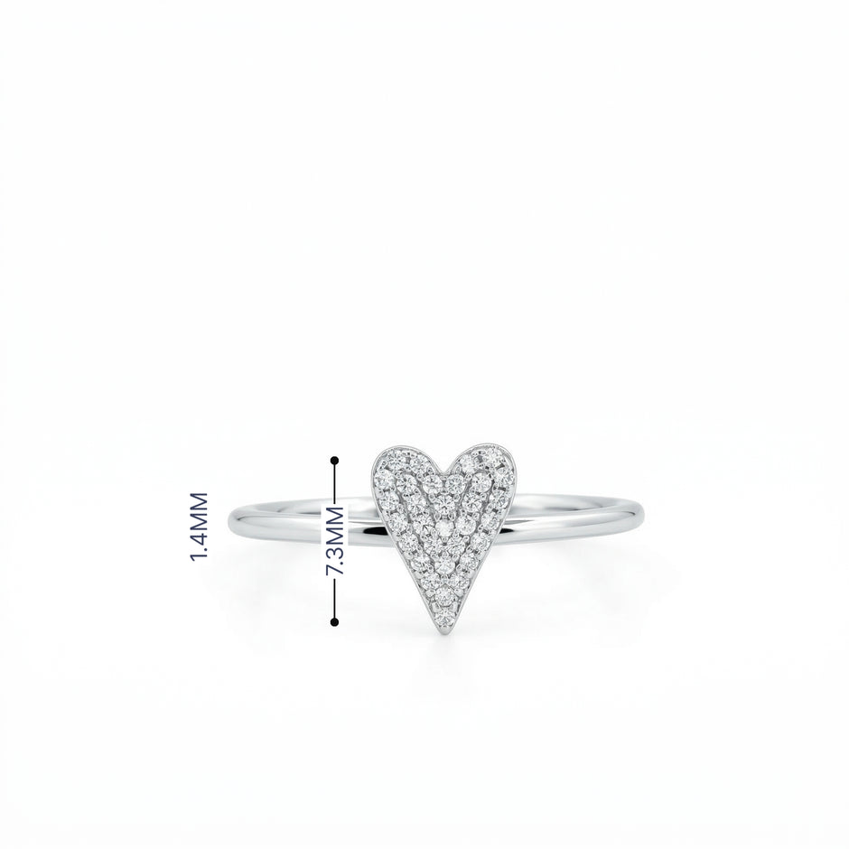 14k Gold Diamond Pave Heart Ring