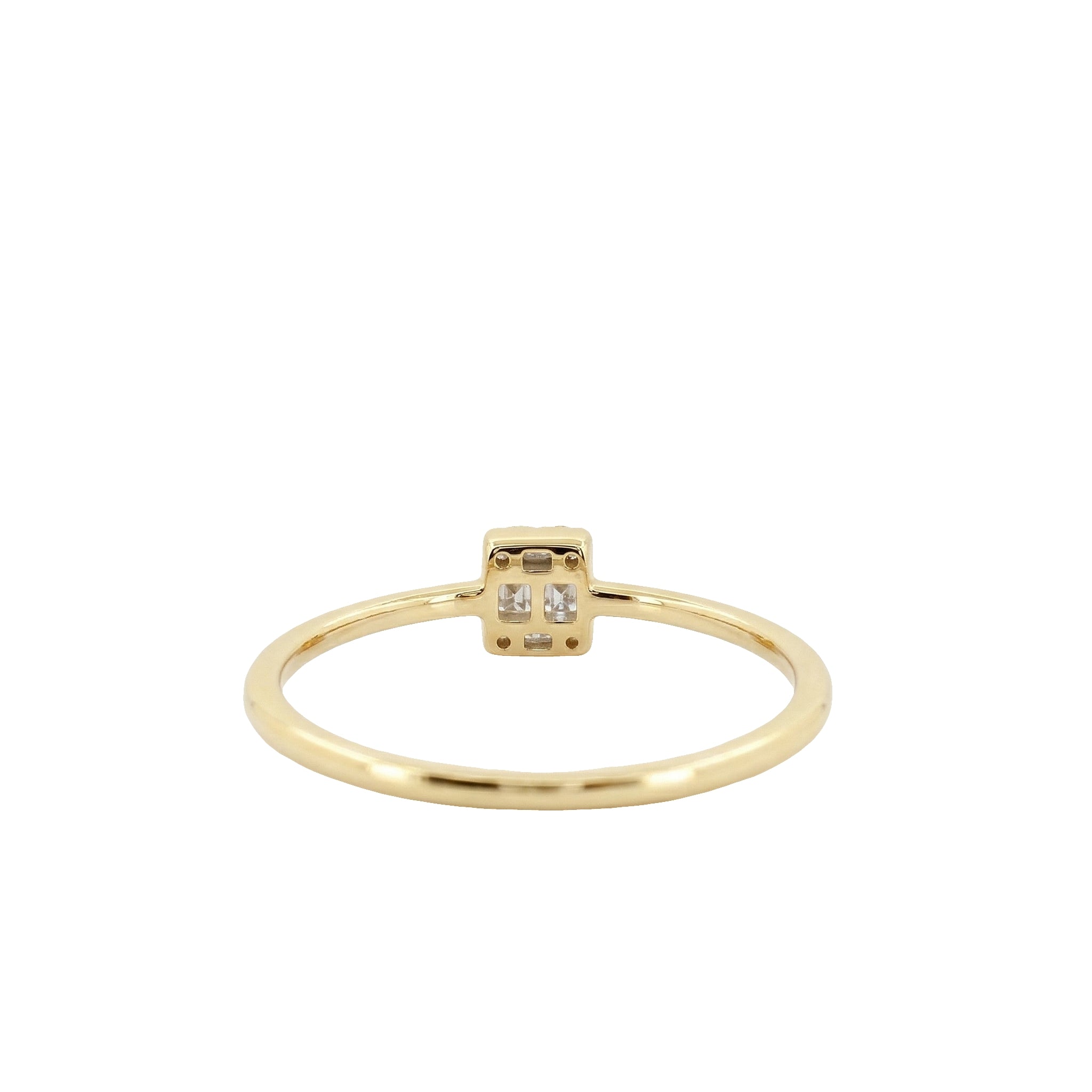 14k Gold with .08Ctw Round and Baguette Natural White Diamond Cluster Ring