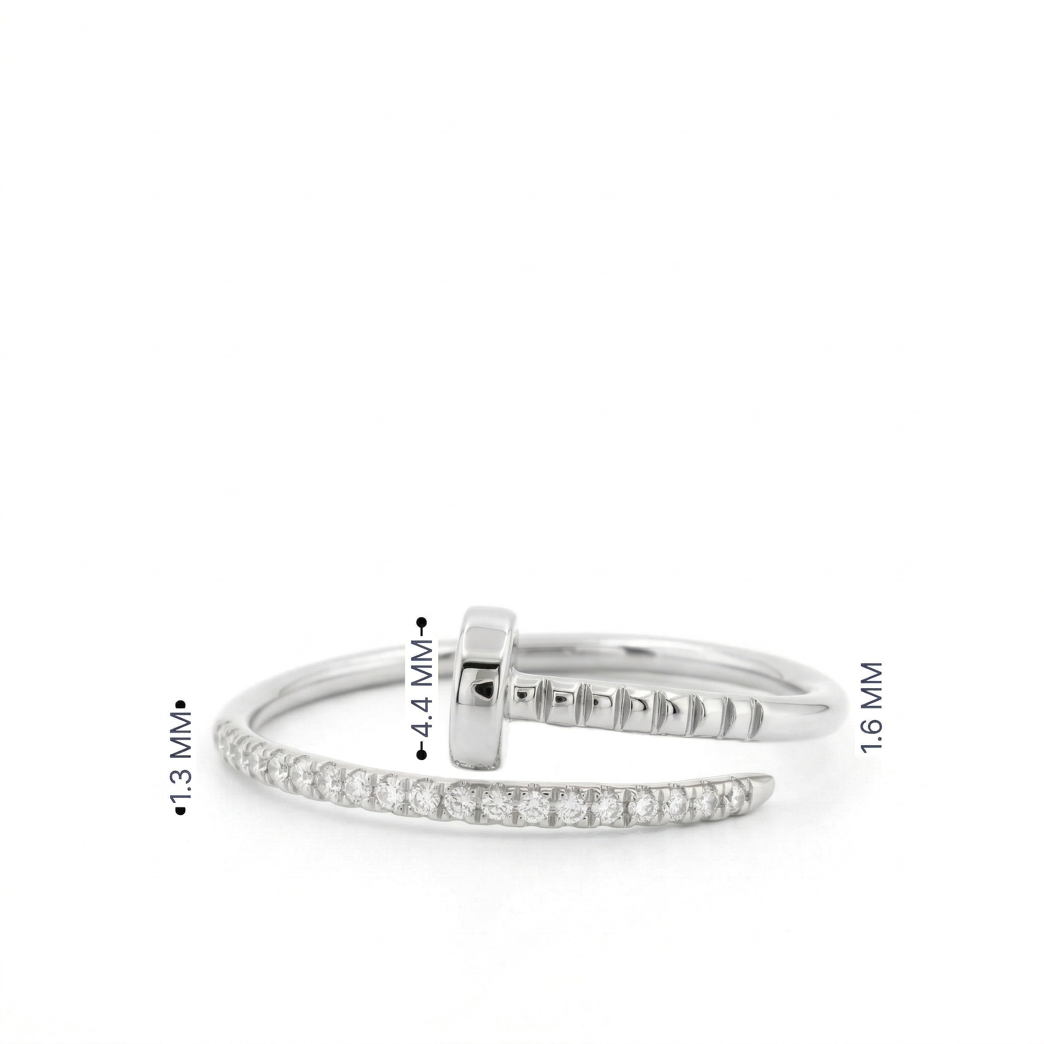 14k Gold with .06Ctw Natural White Diamond Pave Diamond Wrap Ring