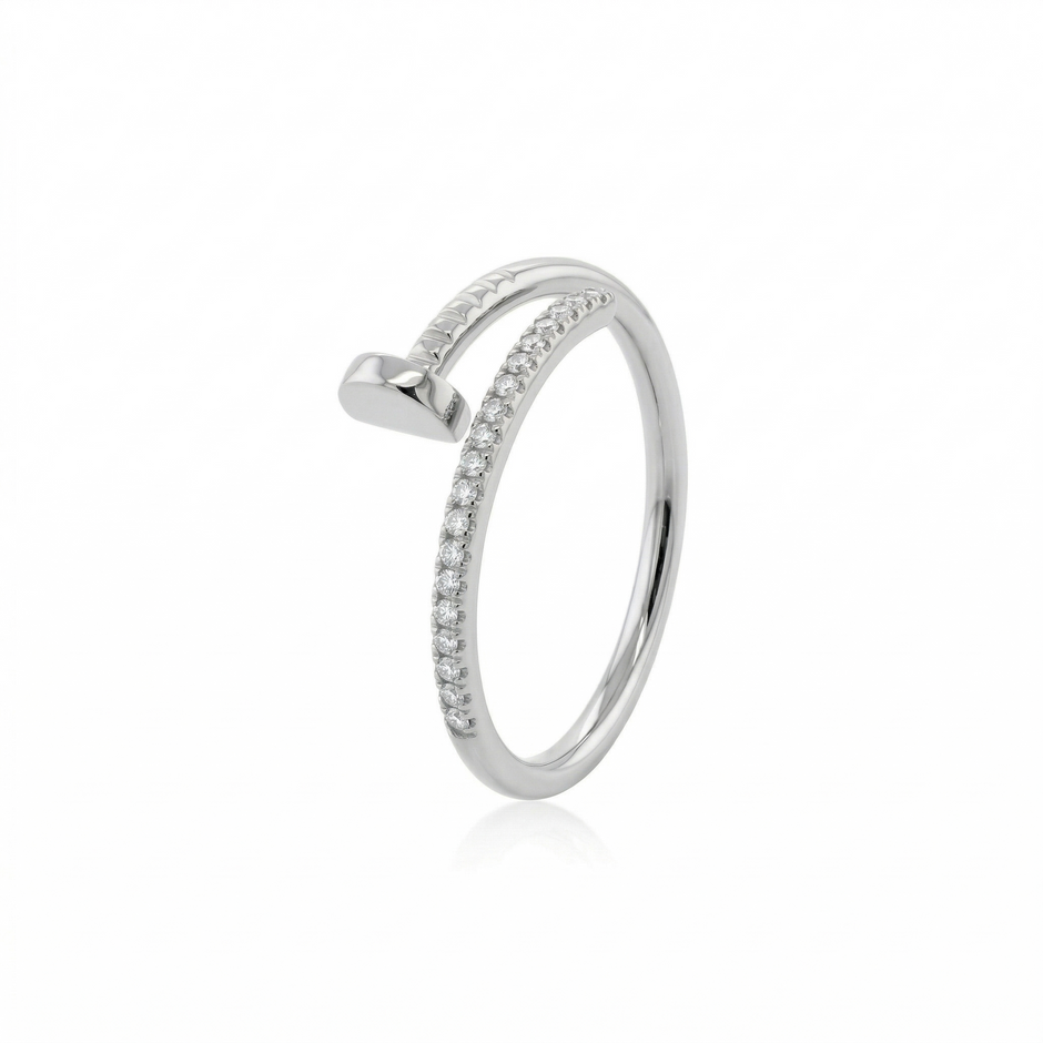 14k Gold with .06Ctw Natural White Diamond Pave Diamond Wrap Ring