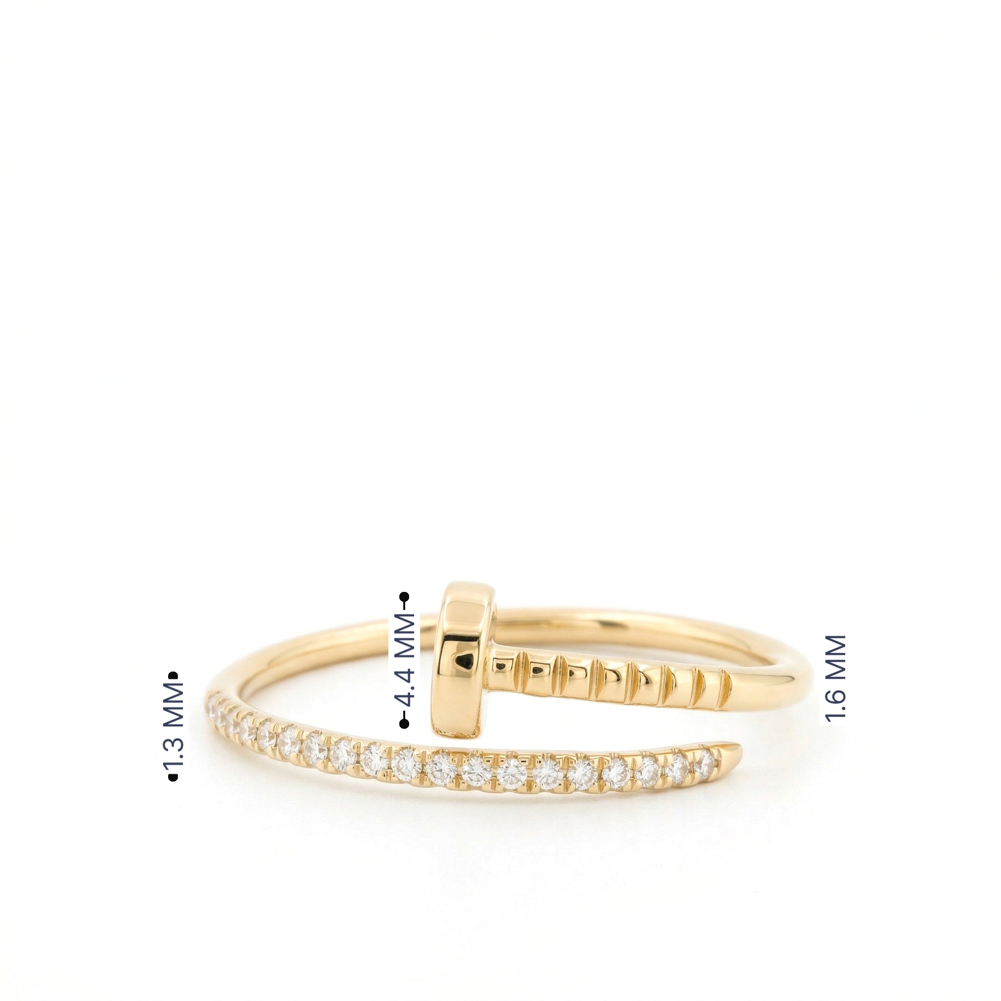 14k Gold with .06Ctw Natural White Diamond Pave Diamond Wrap Ring