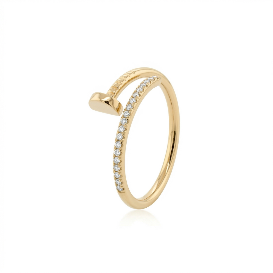 14k Gold with .06Ctw Natural White Diamond Pave Diamond Wrap Ring