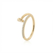 14k Gold with .06Ctw Natural White Diamond Pave Diamond Wrap Ring