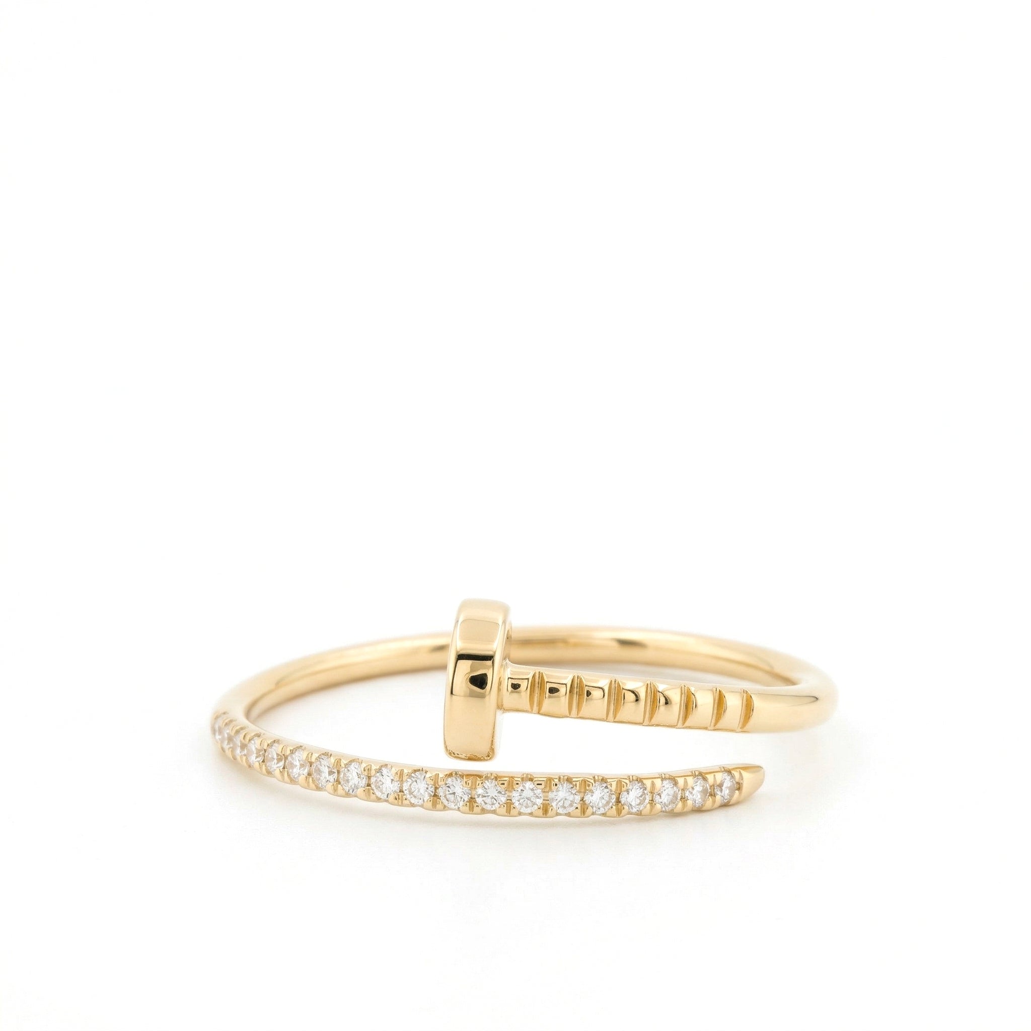 14k Gold with .06Ctw Natural White Diamond Pave Diamond Wrap Ring
