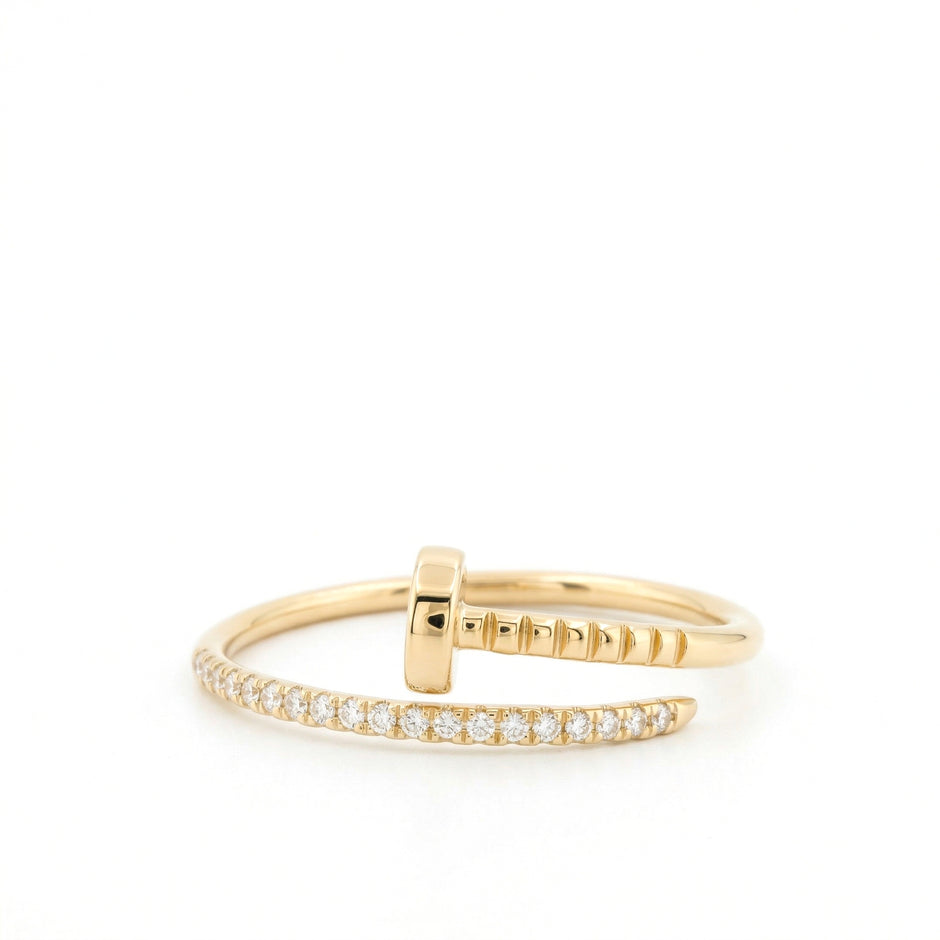 14k Gold with .06Ctw Natural White Diamond Pave Diamond Wrap Ring