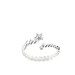 14K Yellow Gold Open Bypass Ring with Baguette & Round Diamond Star Cluster | 0.17 Ctw Natural White Diamond Twist Band