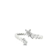 14K Yellow Gold Open Bypass Ring with Baguette & Round Diamond Star Cluster | 0.17 Ctw Natural White Diamond Twist Band