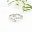 14K Yellow Gold Open Bypass Ring with Baguette & Round Diamond Star Cluster | 0.17 Ctw Natural White Diamond Twist Band
