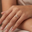 14K Yellow Gold Open Bypass Ring with Baguette & Round Diamond Star Cluster | 0.17 Ctw Natural White Diamond Twist Band