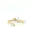 14K Yellow Gold Open Bypass Ring with Baguette & Round Diamond Star Cluster | 0.17 Ctw Natural White Diamond Twist Band
