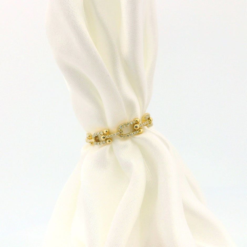 14k Gold Paper Clip Infinity Ring with Front Diamond