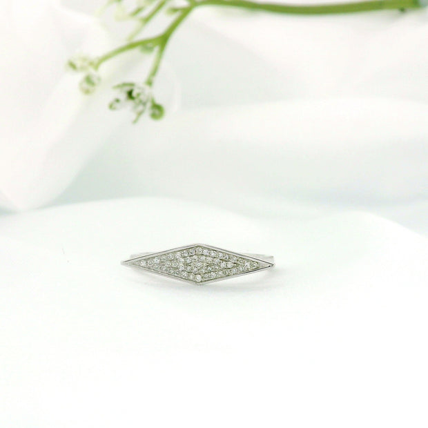 14k Gold Horizontal Rhombus Diamond Ring