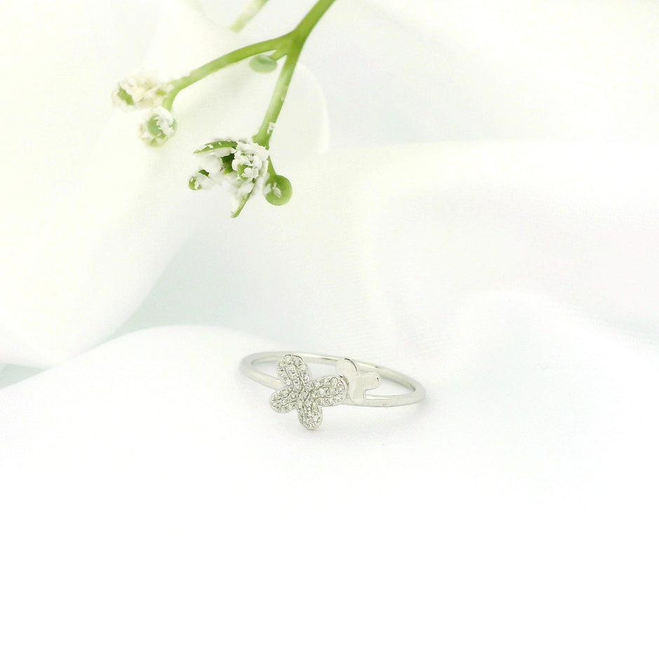 14k White Gold Butterfly Ring