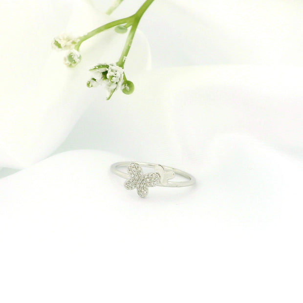 14k White Gold Butterfly Ring