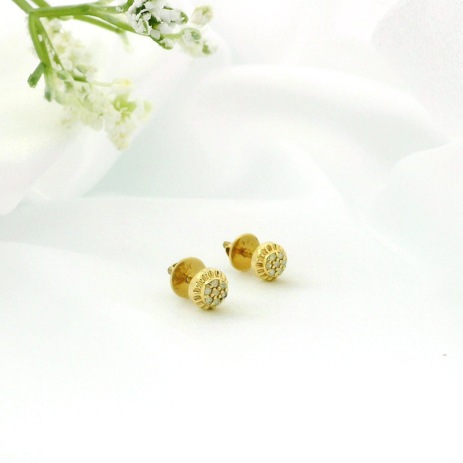 14k Yellow Gold Diamond Stud Earrings