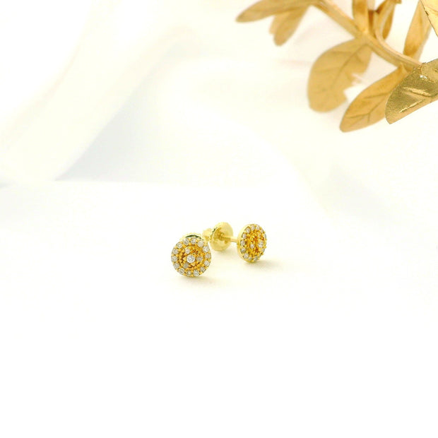 14k Yellow Gold Diamond Stud Earrings