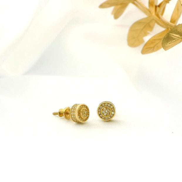 14k Yellow Gold Round Diamond Stud Earrings