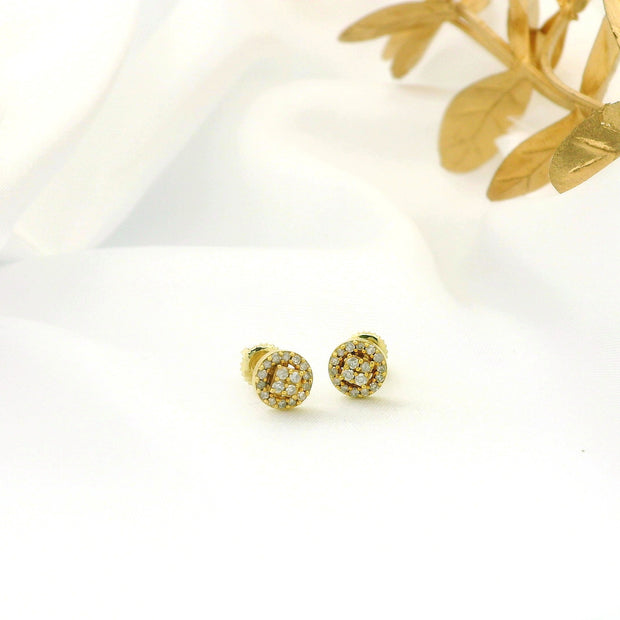 14k Yellow Gold Diamond Stud Earrings