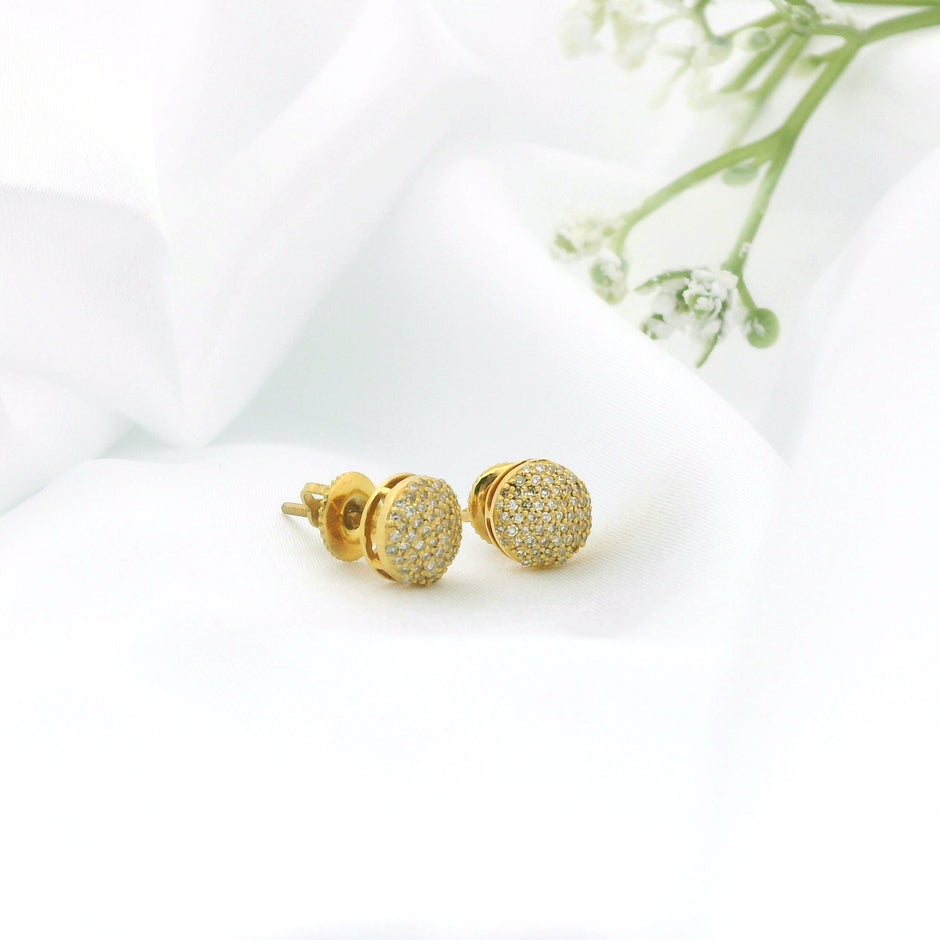 14k Yellow Gold Diamond Stud Earrings