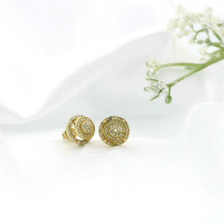 14k Yellow Gold Diamond Stud Earrings
