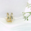 14k Yellow Gold Diamond Oval Hoop Earrings