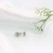 14k Gold Diamond Stud Earrings, Round Shape with Dotted Flower Edge