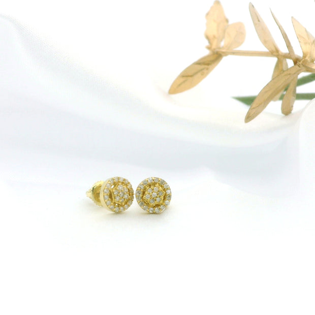 14k Yellow Gold Diamond Stud Earrings
