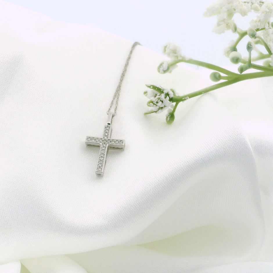 14k Gold Small Cross Charm Necklace