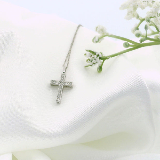14k Gold Small Cross Charm Necklace
